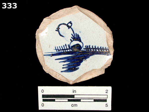 PEARLWARE, HAND PAINTED BLUE AND WHITE specimen 333 front view