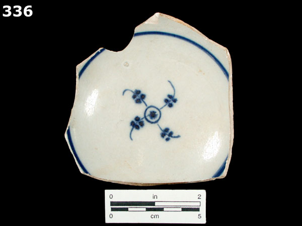 PEARLWARE, HAND PAINTED BLUE AND WHITE specimen 336 front view