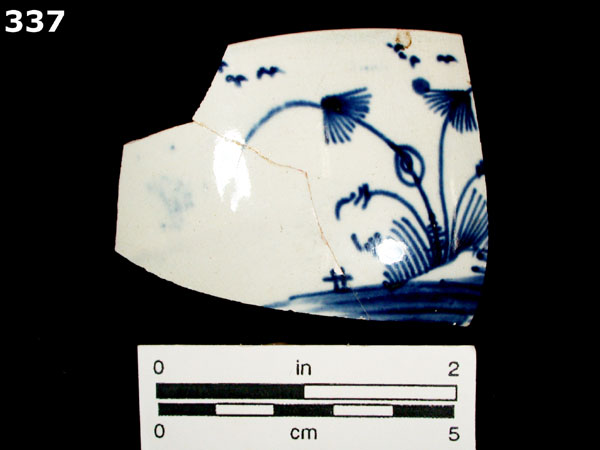 PEARLWARE, HAND PAINTED BLUE AND WHITE specimen 337 front view