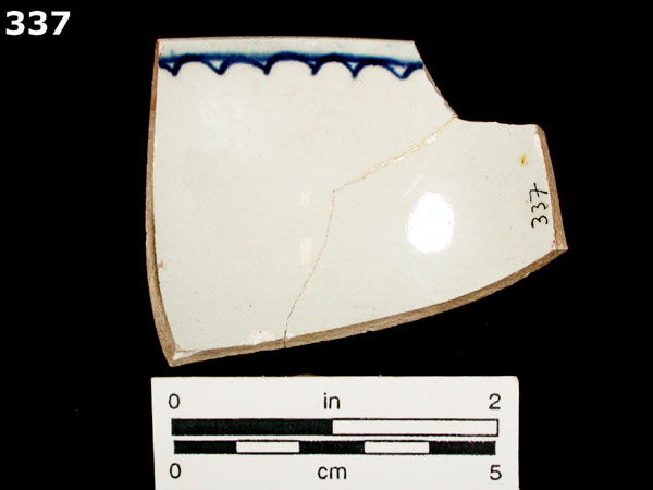 PEARLWARE, HAND PAINTED BLUE AND WHITE specimen 337 rear view