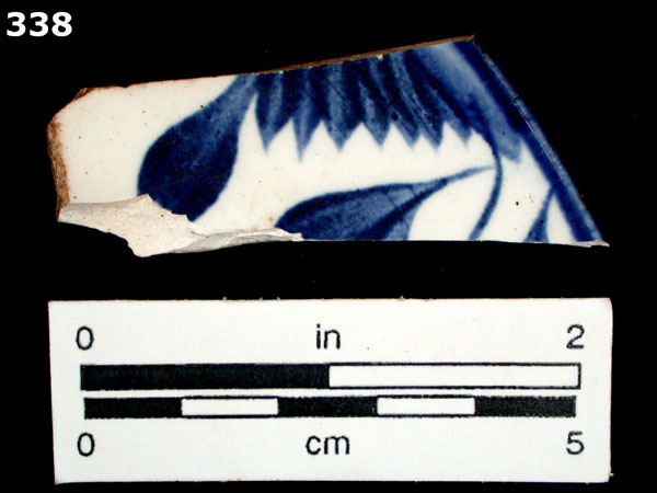 PEARLWARE, HAND PAINTED BLUE AND WHITE specimen 338 front view