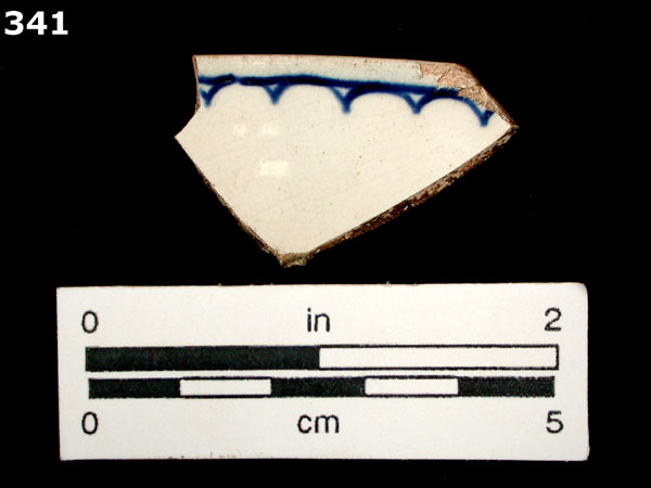 PEARLWARE, HAND PAINTED BLUE AND WHITE specimen 341 front view