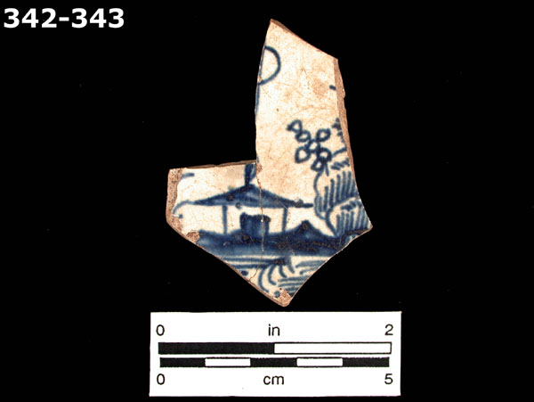 PEARLWARE, HAND PAINTED BLUE AND WHITE specimen 343 