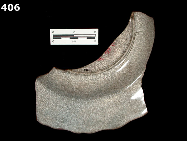 WHITEWARE, TRANSFER PRINTED specimen 406 rear view