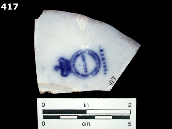 WHITEWARE, TRANSFER PRINTED specimen 417 rear view