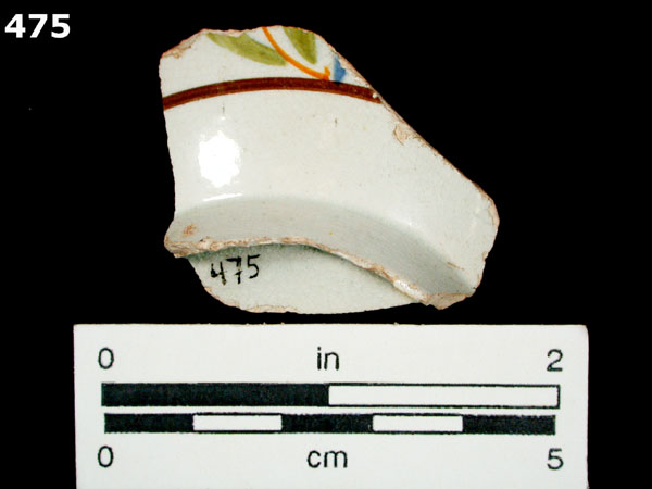PEARLWARE, HAND PAINTED POLYCHROME,  EARLY specimen 475 front view
