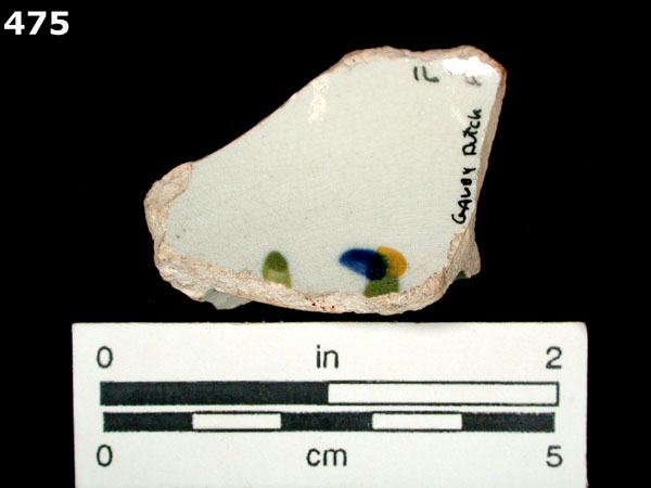 PEARLWARE, HAND PAINTED POLYCHROME,  EARLY specimen 475 rear view