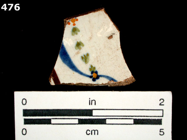 PEARLWARE, HAND PAINTED POLYCHROME,  EARLY specimen 476 