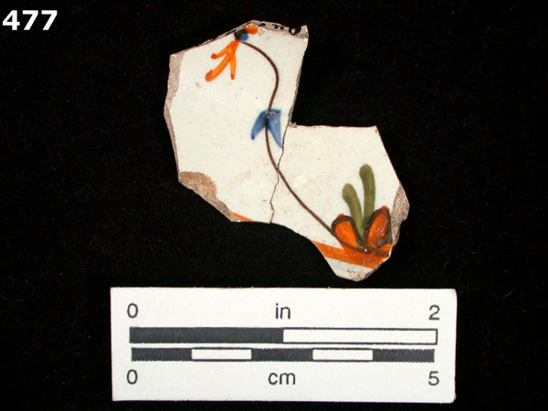 PEARLWARE, HAND PAINTED POLYCHROME,  EARLY specimen 477 