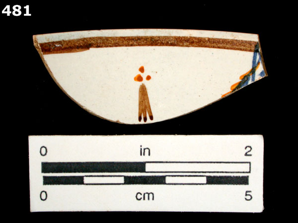 PEARLWARE, HAND PAINTED POLYCHROME,  EARLY specimen 481 