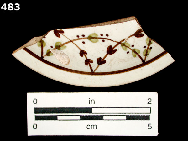 PEARLWARE, HAND PAINTED POLYCHROME,  EARLY specimen 483 