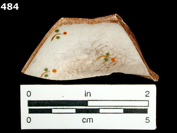 PEARLWARE, HAND PAINTED POLYCHROME,  EARLY specimen 484 front view