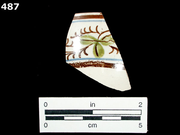 PEARLWARE, HAND PAINTED POLYCHROME,  EARLY specimen 487 