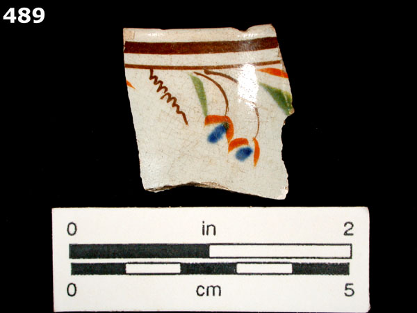 PEARLWARE, HAND PAINTED POLYCHROME,  EARLY specimen 489 