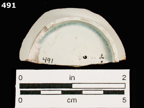 PEARLWARE, HAND PAINTED POLYCHROME,  EARLY specimen 491 rear view