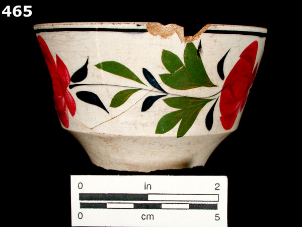PEARLWARE, HAND PAINTED POLYCHROME, LATE specimen 465 front view