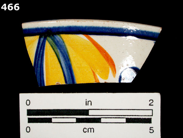 PEARLWARE, HAND PAINTED POLYCHROME, LATE specimen 466 front view