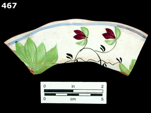 PEARLWARE, HAND PAINTED POLYCHROME, LATE specimen 467 front view