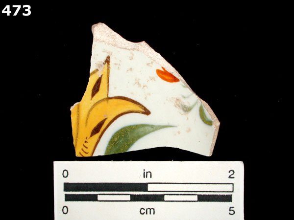 PEARLWARE, HAND PAINTED POLYCHROME, LATE specimen 473 front view
