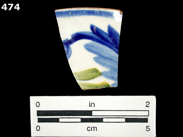 PEARLWARE, HAND PAINTED POLYCHROME, LATE specimen 474 front view