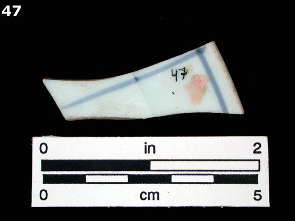 PORCELAIN, MING BLUE ON WHITE specimen 47 rear view