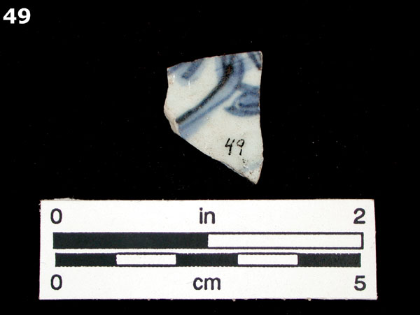 PORCELAIN, MING BLUE ON WHITE specimen 49 rear view