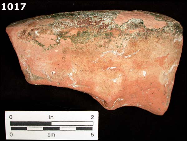 GREEN LEAD GLAZED COARSE EARTHENWARE specimen 1017 rear view