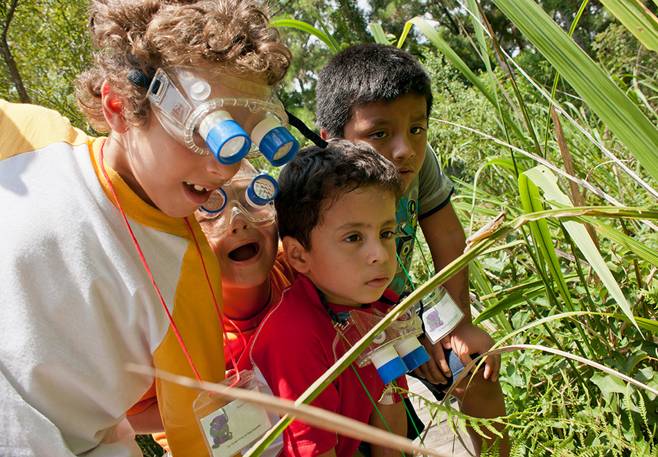 kids explore outside camps, half header