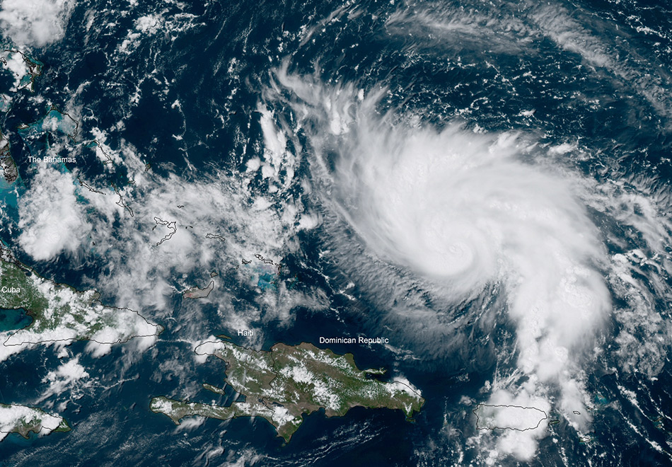 satellite photo of hurricane dorian in atlantic ocean