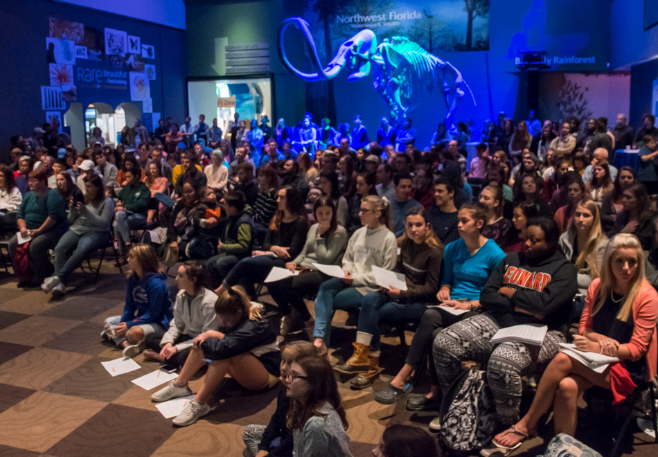 Lecture in main gallery, half header