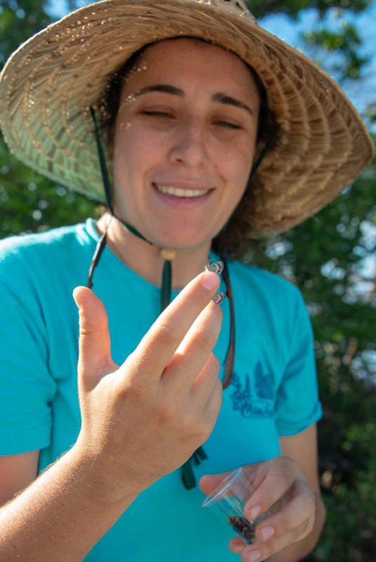 person with butterfly on hand