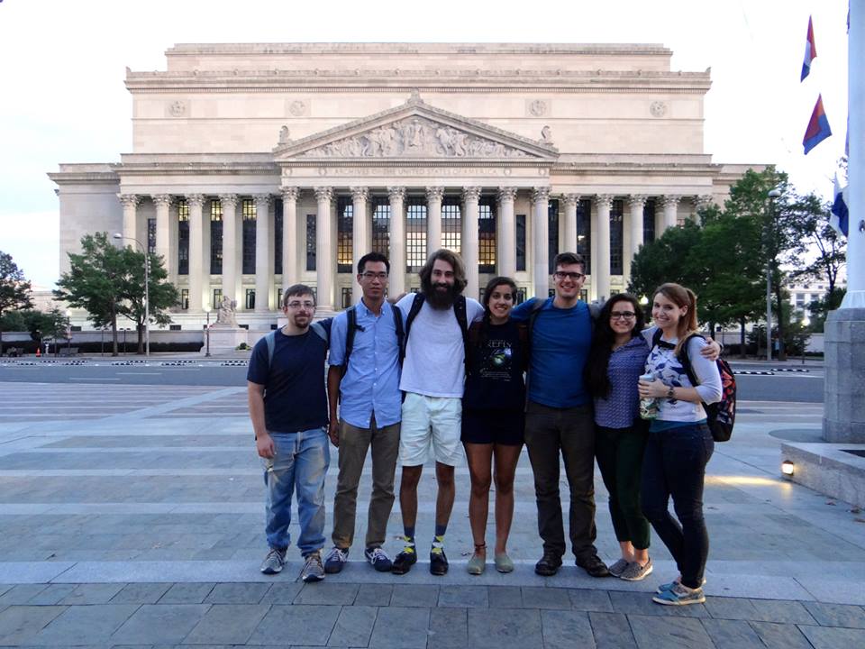 group photo of researchers in front of the national archives in Washington DC
