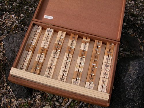 specimens in a wooden box