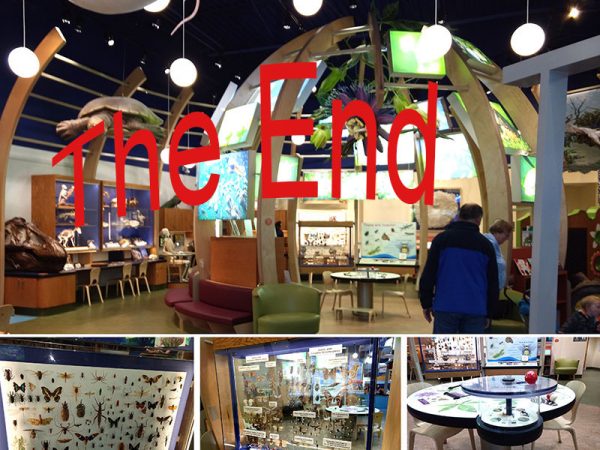 photo of exhibit space with The End text over it