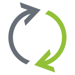 Recycle logo two arrows arranged in a circle