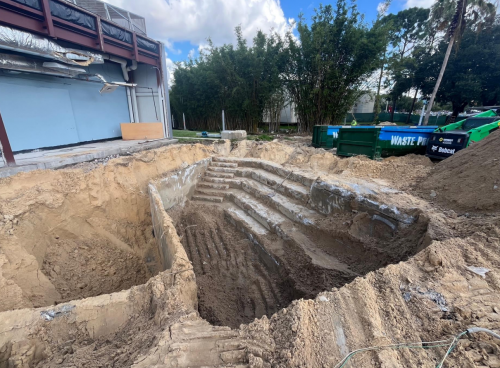 Hidden amphitheater that was uncovered and excavated during the construction process.
