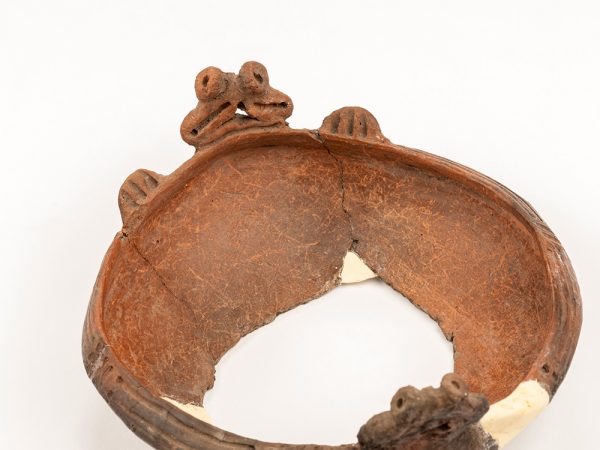 close up bowl with frog figure