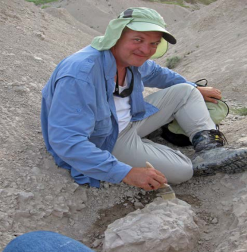 Aaron with a mammal skull