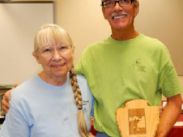 Bonnie Cronin & Russell Brown receiving the National Fossil Day Partnership award in 2015