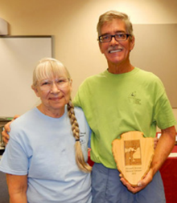 Bonnie Cronin & Russell Brown receiving the National Fossil Day Partnership award in 2015