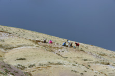Field work in the Lunpola basin, central Tibetan Plateau (25th July, 2016), Please note that the present 
elevation is 4750 m in the working place.