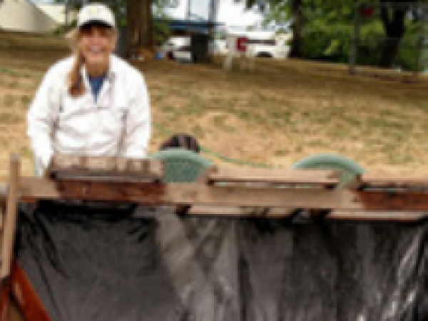 Debra Shannon at the water screening station.