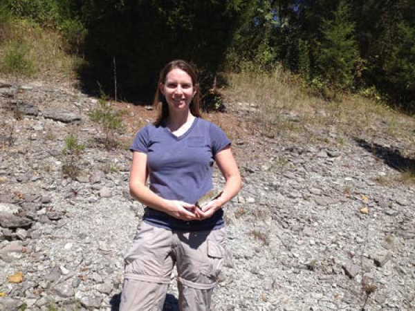 Alycia at an Ordovician (Cincinnatian) outcrop in Ohio