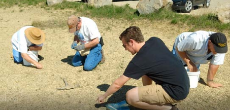 MAPS members and MacKenzie collecting in Rockford, Iowa
