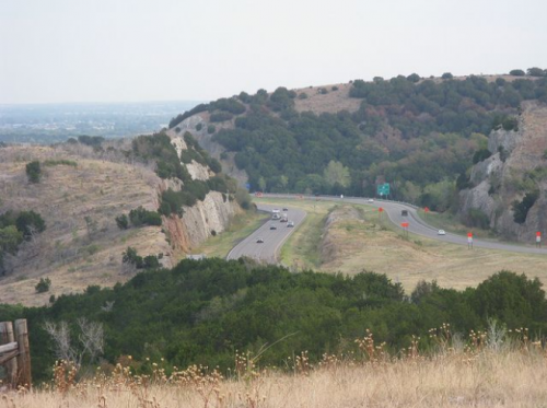 I-35 roadcut through N. Arbuckle mountains.