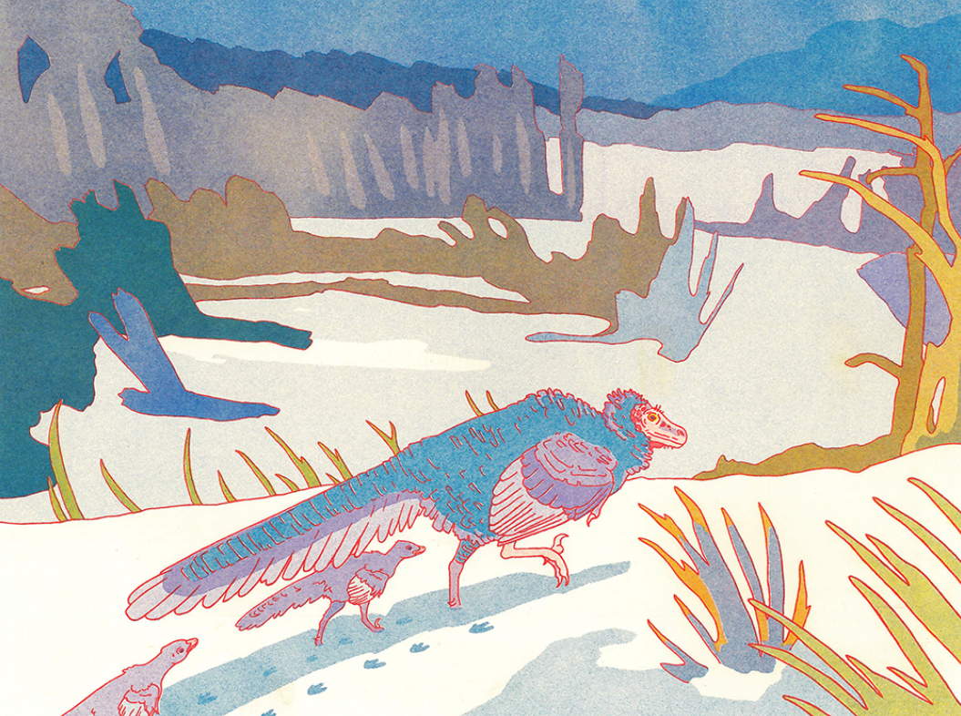 Saurornitholestes with young in tow.