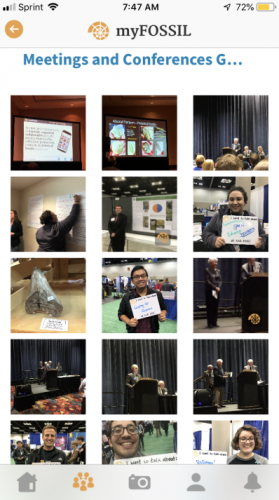 View of the Meetings and Conferences group in the myFOSSIL mobile app