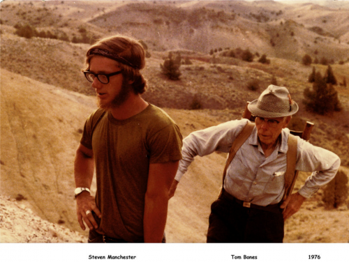 Myself, Steve Manchester, (left) and Thomas Bones (right) in the Myself, Steve Manchester, (left) and Thomas Bones (right) in the Myself, Steve Manchester, (left) and Thomas Bones (right) in the field preparing to collect fossil nuts at the Clarno Nut Beds, 1976