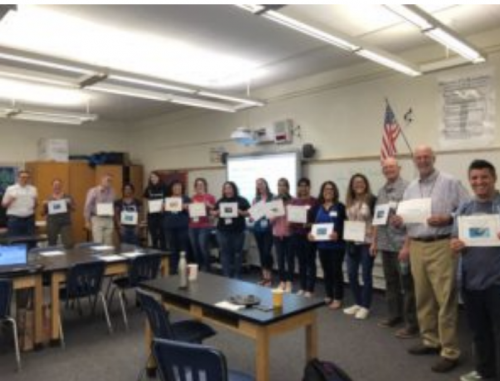 Teachers and facilitators having just completed the icebreaker. Each person was a time period or an event
and they had to find their pair and line up chronologically!