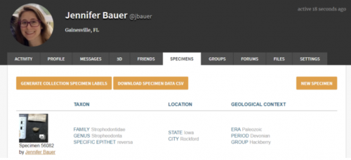 New layout of your personal specimens page where you can easily download a csv or specimen labels